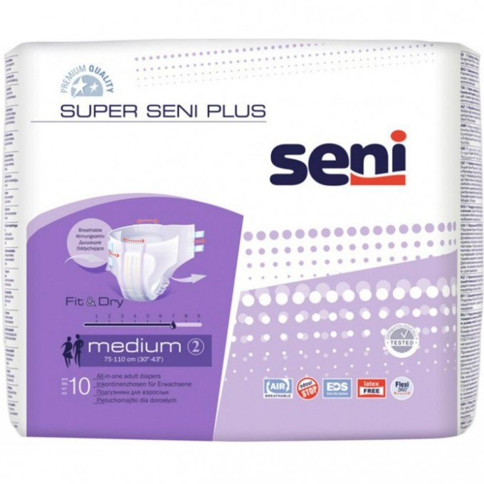 Подгузники для взрослых SUPER SENI PLUS MEDIUM, 10 шт SE-094-ME10-S02