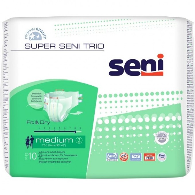 Подгузники для взрослых SUPER SENI TRIO MEDIUM, 10 шт SE-094-ME10-S03