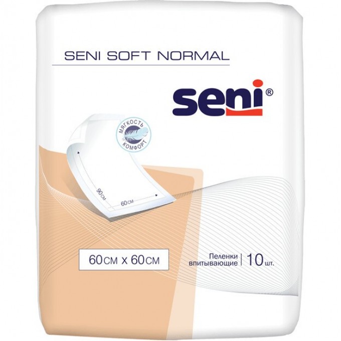 Пеленки SENI SOFT NORMAL 60 x 60 см, 10шт SE-091-SN1O-J02