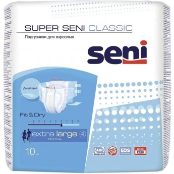 Подгузники для взрослых SUPER SENI CLASSIC EXTRA LARGE, 10 шт.
